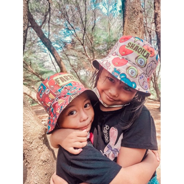 Bucket Hat Printing Gratis Cetak Nama Anak