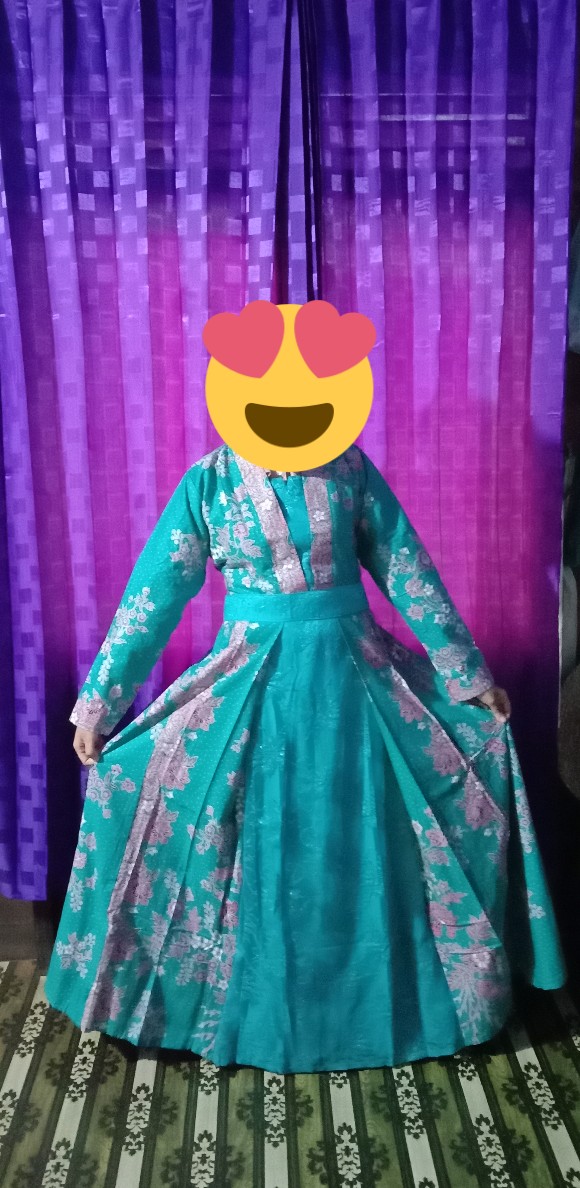 Sarimbit Couple Batik Keluarga/family Gamis Muslim Kd Melati Toska