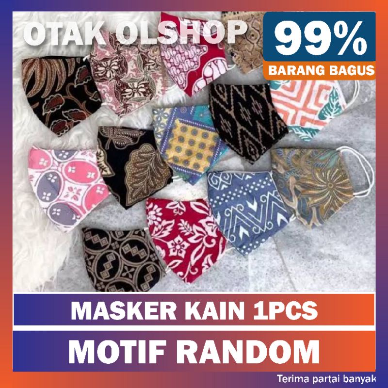 Masker kain motif batik 2ply bisa di cuci