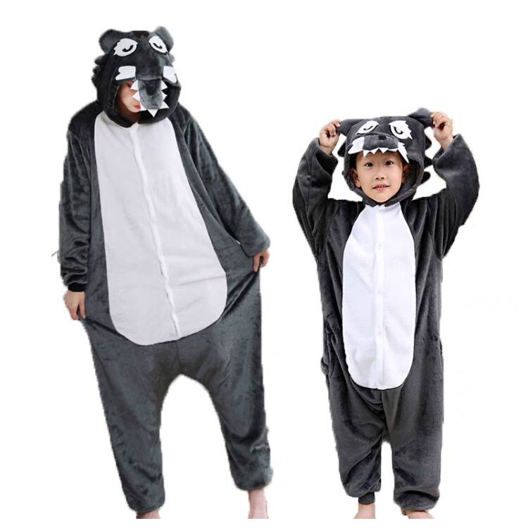 KOSTUM ONESIE SERIGALA WOLF PIYAMA COSPLAY ANAK BAJU TIDUR