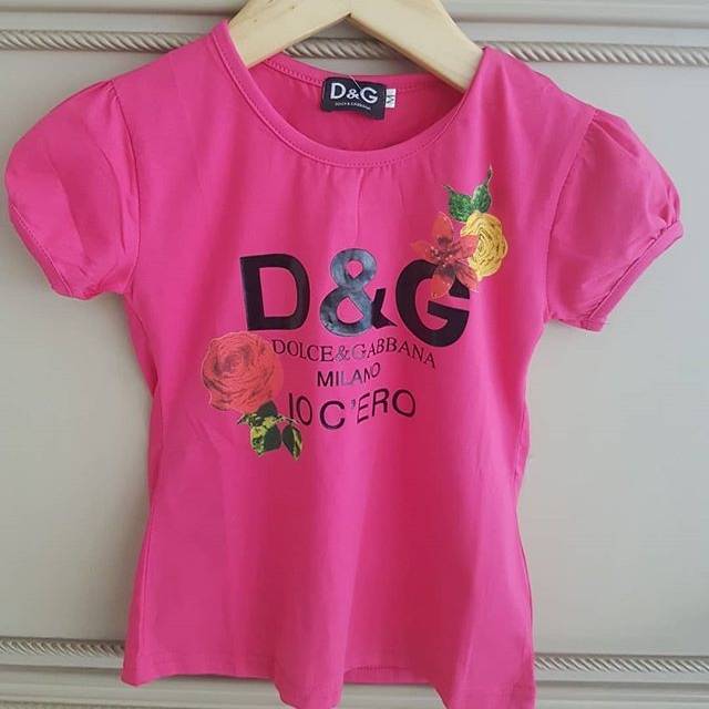 GA2587 DG FLOWER FUSCHIA KAOS ANAK PEREMPUAN IMPORT KOREA FUSCHIA MURAH