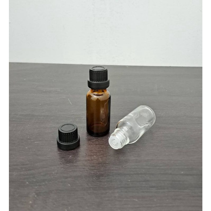 botol kaca 15ml tutup filler hitam / botol essential oil 15ml