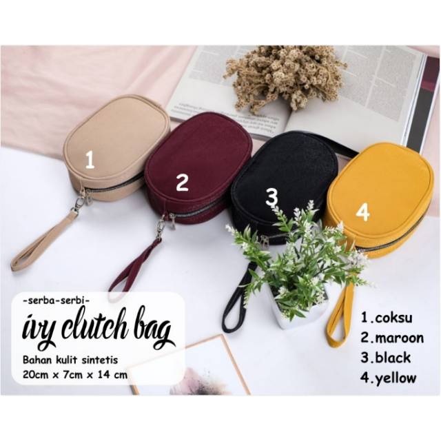 IVY CLUTCH BAG - DOMPET WANITA SIMPLE - BAHAN KULIT SINTESIS - BISA COD