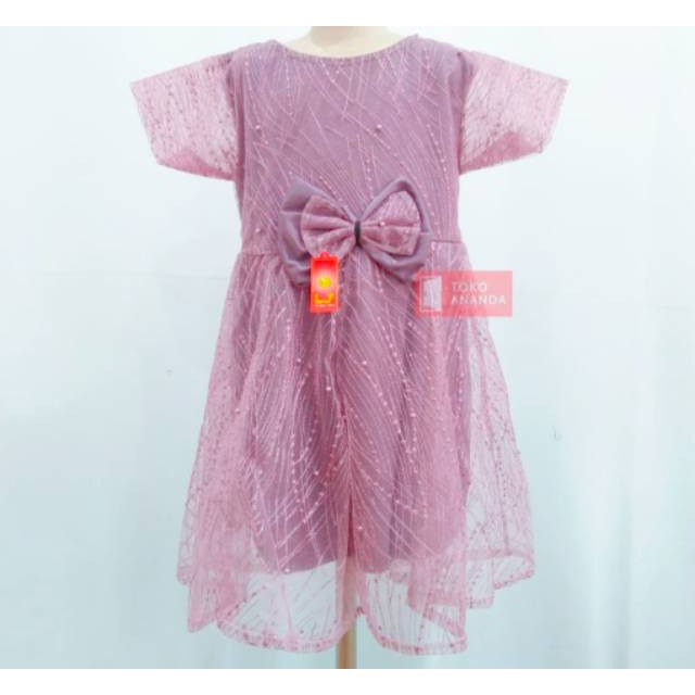 DRESS ANAK FULL BRUKAT TANGAN DAN KUTUNG / GAUN PESTA ANAK PEREMPUAN  / GAUN PESTA ANAK