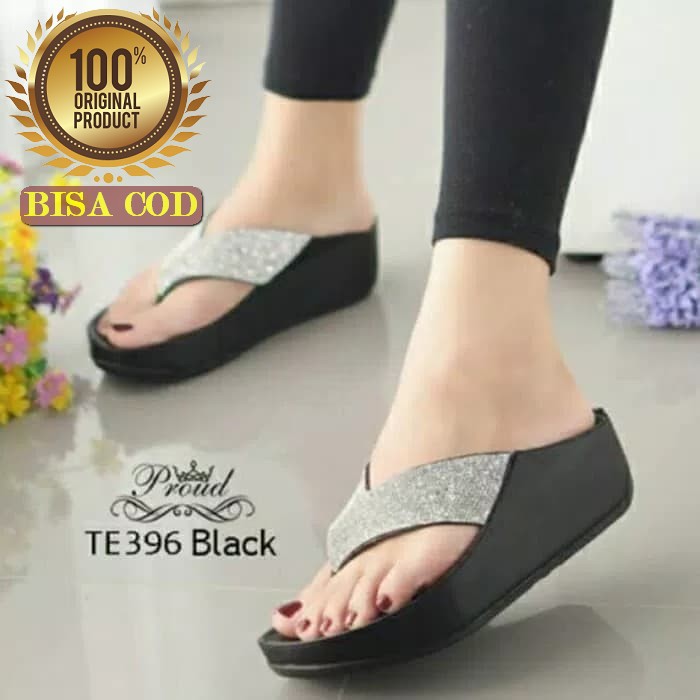 12.12 Sandal Wedges Jepit Suede Wanita Ys 04 - Murah Import PF727 Sandal Wedges  Kanara Sdw308 - H