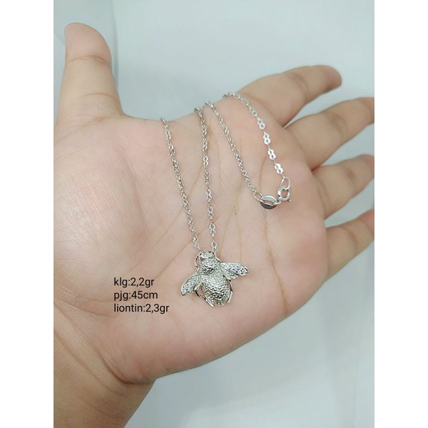 KALUNG PERAK ASLI 925 LAPIS EMAS/KALUNG RANTAI + LIONTIN CAMPUR MATA PUTIH COR/ASLI SILVER/PERHIASAN FASHION