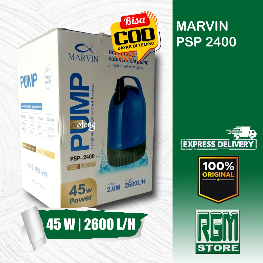 MARVIN PSP2400 psp 2400 pompa celup aquarium kolam ikan hidroponik