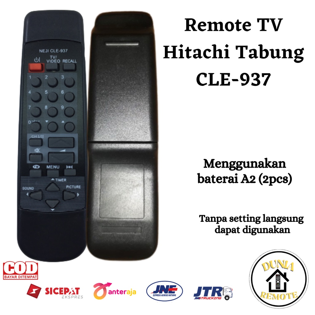 Remot Remote TV HITACHI  Tabung China CLE- 937 tanpa setting