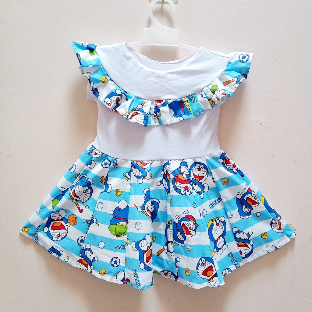 Dress Ruffle Untuk Usia 1-2 Tahun - Dress Anak Berkerah Rumbai - Dress Anak Perempuan Harian Murah