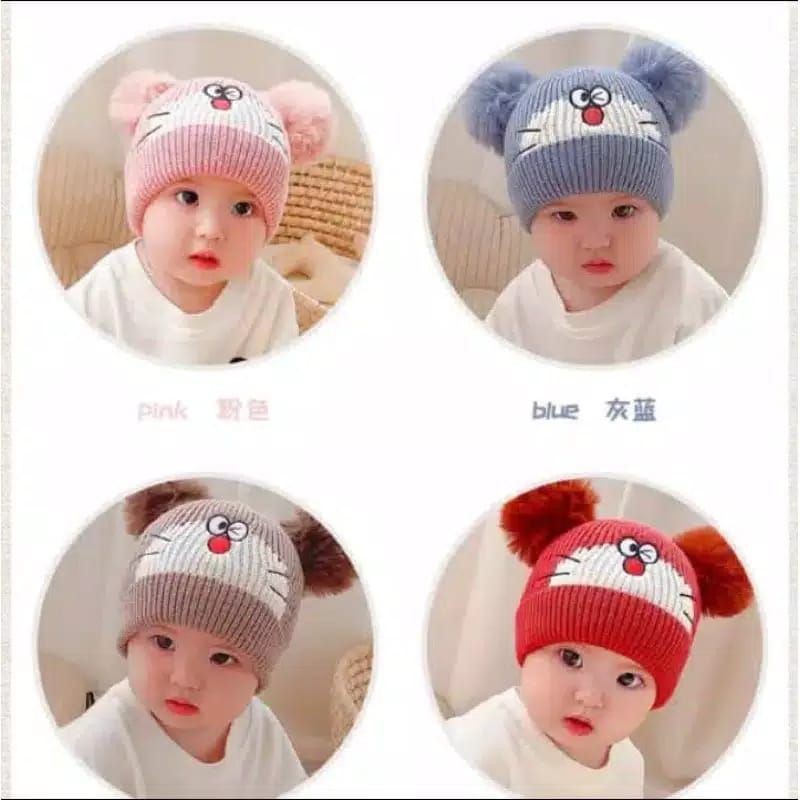 TAFBABY - Kupluk Bayi Anak Karakter Doraemon Pompom