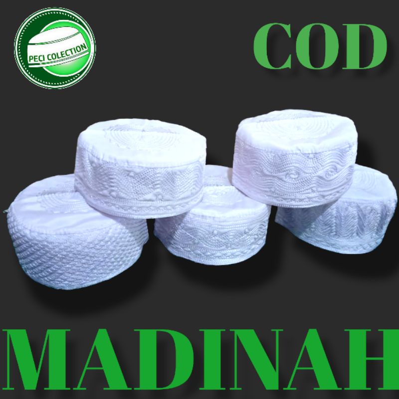 PECI KOPIAH PUTIH POLOS MADINAH HAJI / KOPIAH PUTIH POLOS