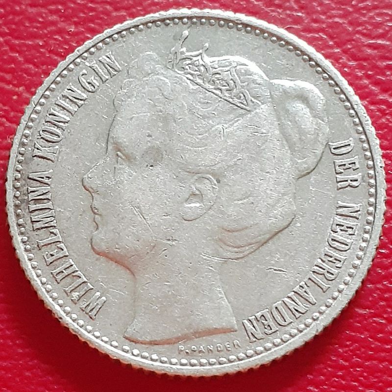 Uang Koin Perak Kuno 1/2 G Wilhelmina Mahkota Tahun 1905 Nice Detail