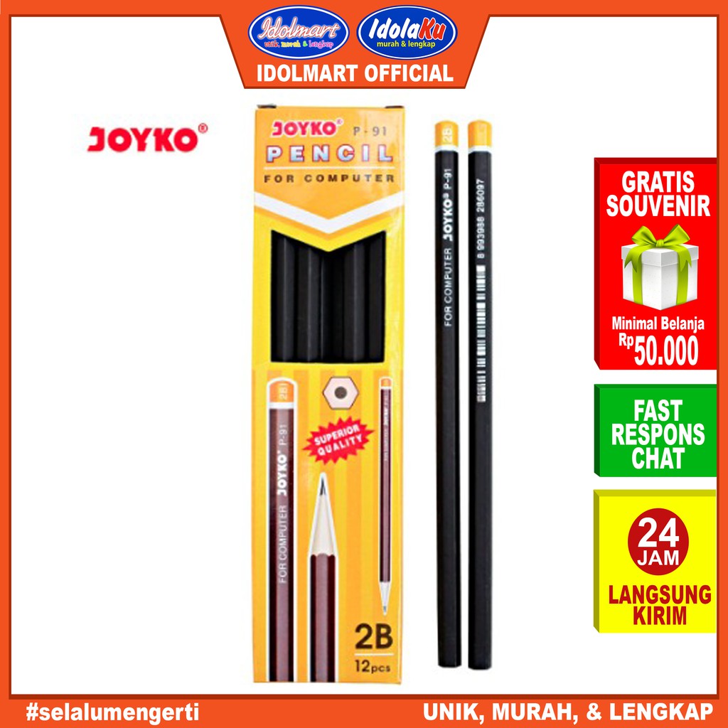 

IDOLMART Pencil / Pensil Joyko P-91 / 2B / 1 BOX 12 PCS / 1 lusin isi 12 Karawang