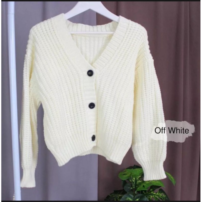 Cardigan Rajut Crop Oversize Premium Nacara Tebal-opwaite