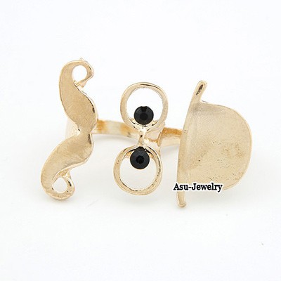 LRC Cincin Fancy Gold Color Beard Glassess Alloy Korean Rings