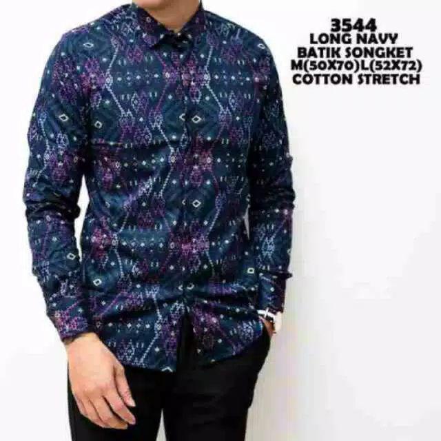 Ameliashop16 Kemeja Batik Songket Pria Diamond M L Xl Xxl Xxxl
