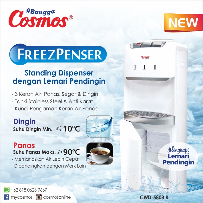 Cosmos CWD-5808 R - Dispenser Hot &amp; Cold (Standing Dispenser)