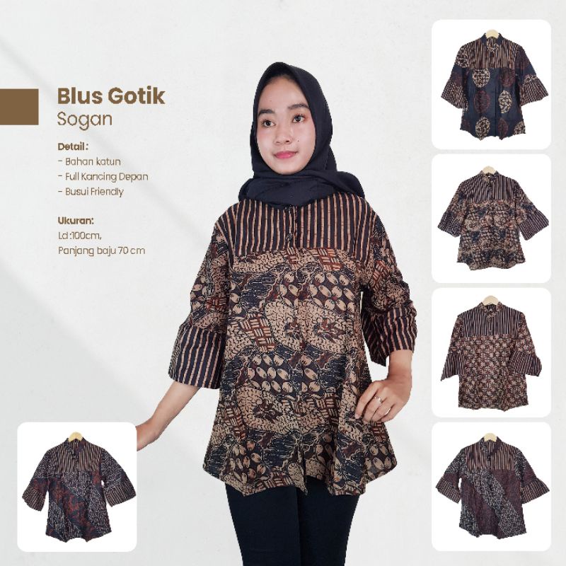 Blus Wanita Batik Gotik Sogan Murah - Naira Batik