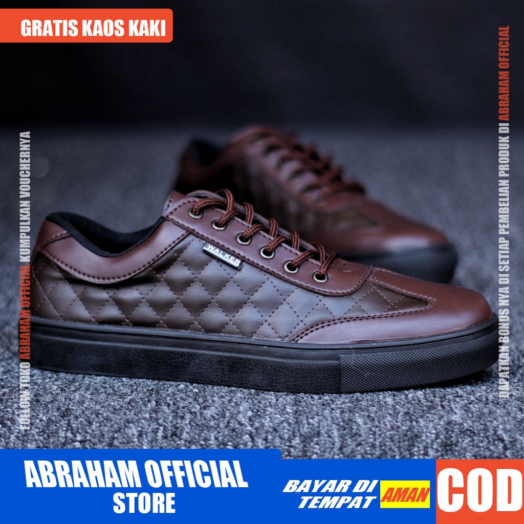 ABRHM- PEDRO Sepatu Sneaker Pria Sepatu Pria Casual Sneakers Kulit Pu Ori Cowok/Cowo Sepatu Kasual Semi Formal Kerja Kantor Kuliah Gaya Santai Keren Kekinian Original Murah Terlaris