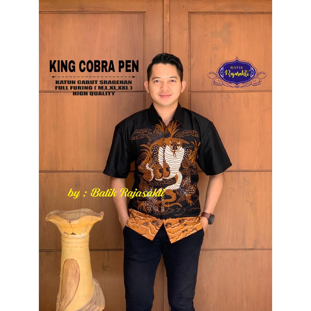 KING COBRA RAJASAKTI KEMEJA BATIK SOLO PRIA LENGAN PENDEK LAPIS FURING ATASAN BATIK PREMIUM MODERN KATUN HALUS BAHUWIRYA  BANAMITRA BANAMITRA PUTIH BANGSAWAN BAYU PUTRA BERLIAN BIRU BHARATAYUDA BIMASENA BIRENDRA BIRU INDAH BRAHMAKERTA BRAHMAKERTA MERAH