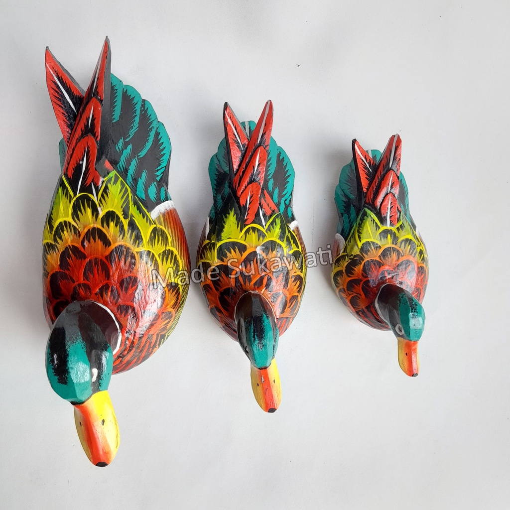 1 Set patung bebek kayu lukis isi 3pcs kerajinan tangan handmade pajangan hiasan dekorasi bali