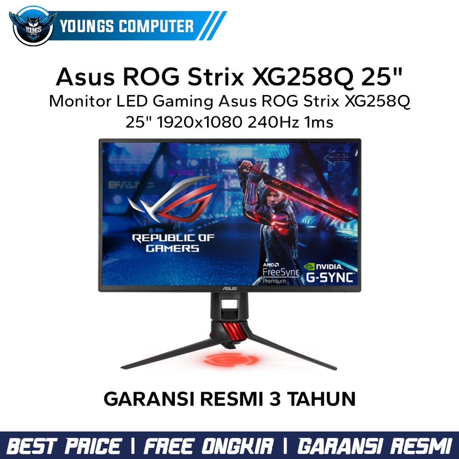 LED ASUS ROG STRIX XG258Q 25&quot; 1080p 240Hz 1ms G-Sync | Gaming Monitor