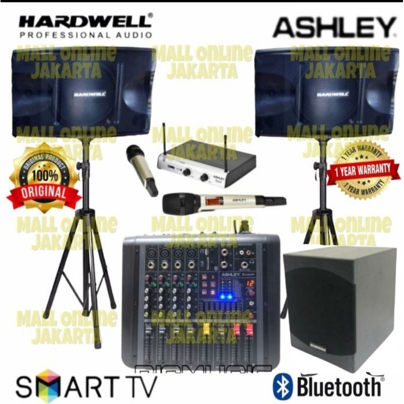 Paket Karaoke set Hardwell 10 inch ashley Live music Subwoofer amazing 12 inch