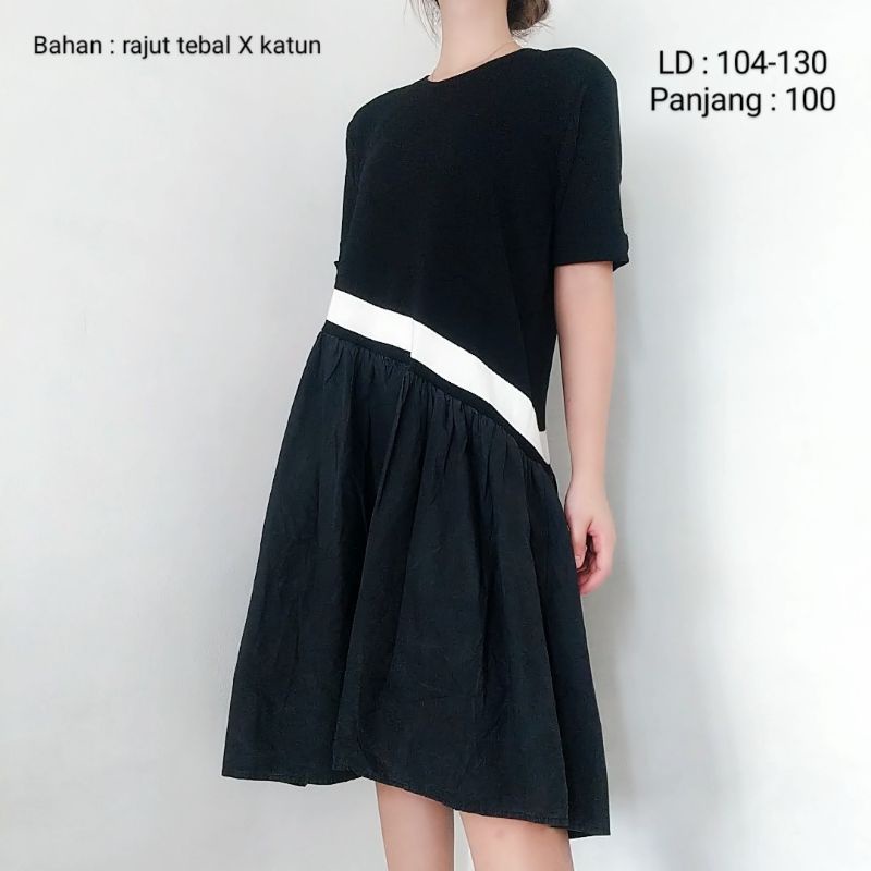 Baju Korean style wanita terbaru midi dress super jumbo size keren premium bahan rok katun adem halu