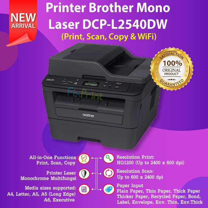 Printer Brother DCP-L2540DW WiFi Mono Laserjet Print Scan Copy Duplex