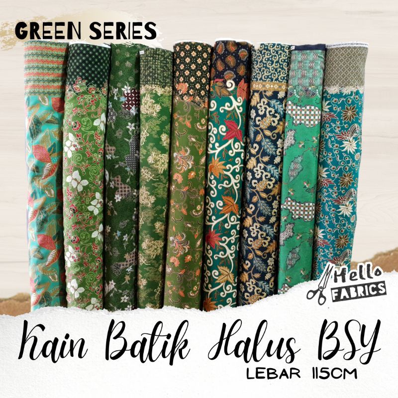 Kain Batik Meteran Warna Hijau Green Series Bahan Batik Halus BSY