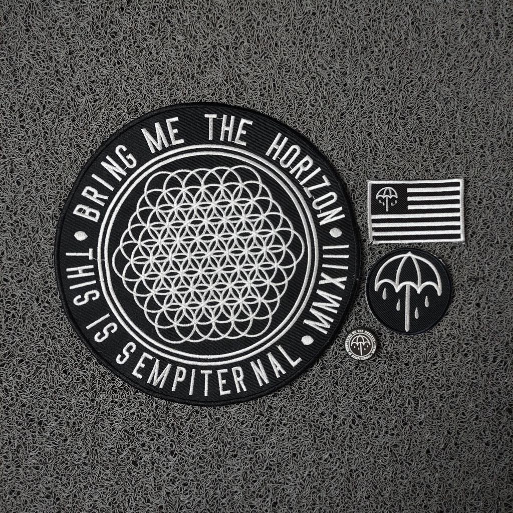 BACKPATCH PATCH PUNGGUNG PATCH BESAR PATCH BRING ME THE HORIZON SATU SET PATCH KECIL DAN PIN