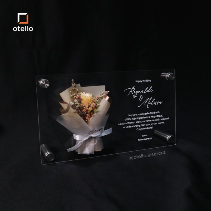 Custom Acrylic Bouquet Flower | Wedding Gift Hadiah Kado Pernikahan Unik Kustom Bunga Frame Tulisan