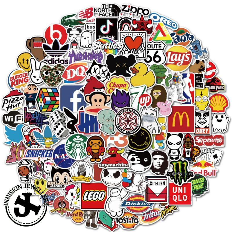 (5 Pcs) Stiket Social Media / Stiker Cafe / Stiker Wifi / Stiker Lego / Stiker Random / Stiket Tahan Air