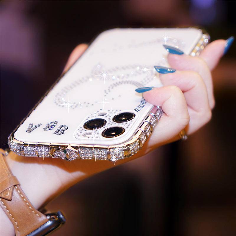 Case Bumper Metal Hias Berlian Imitasi Glitter Untuk iPhone 13 12 11 Pro MAX X XS MAX XR