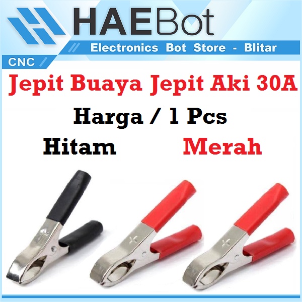 [HAEBOT] Capit Buaya Jepit Kabel Aki 30A Merah Hitam Besar Klip Cable Clip Alligator