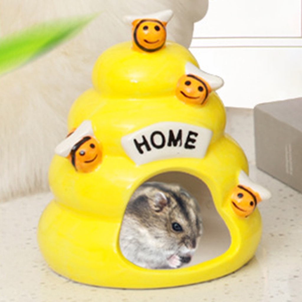 [HOMYL2] Cute Ceramic Hamster Cage Mouse Easy Clean Animal House Hideout