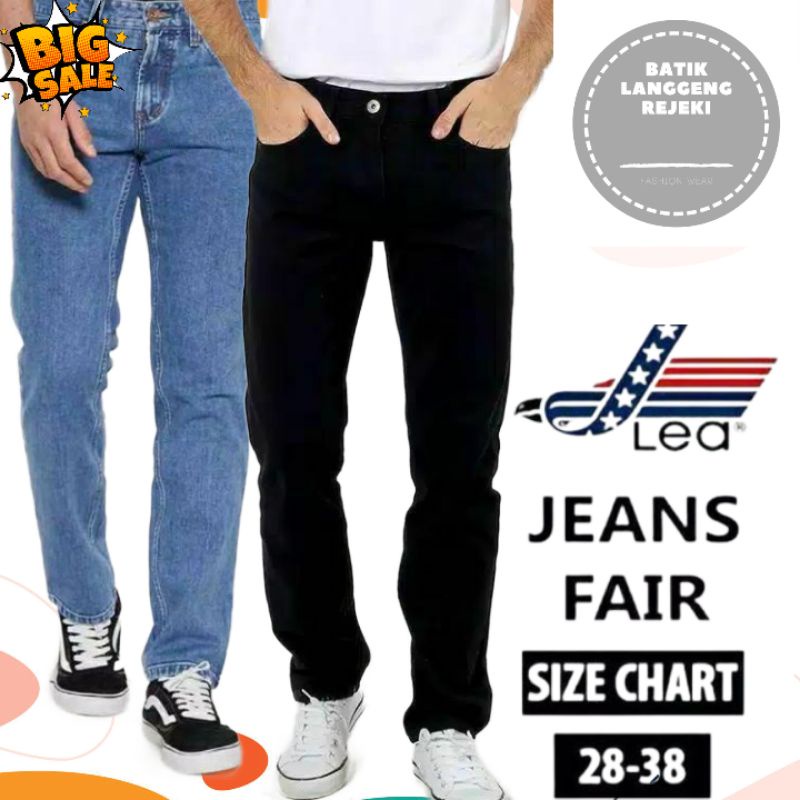 Celana jeans lea 606 hitam pekat model standar bassic original brand size 28-38