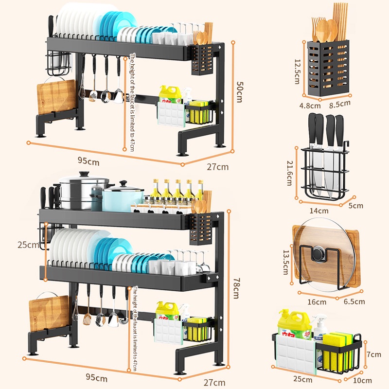 Rak Wastafel Dapur Rak Piring Multifungsi Rak Dapur Rak Stainless Steel Peralatan Dapur Kokoh