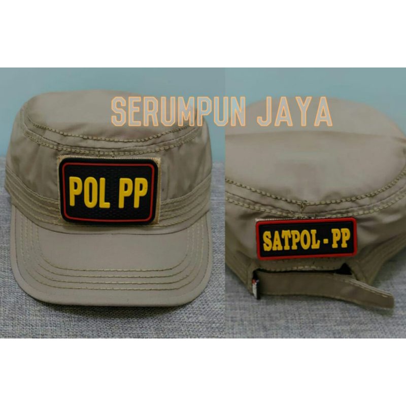 TOPI KOMANDO POL PP - TOPI SATPOL PP KOMANDO - TOPI KOMANDO POL PP 2 PATCH KREM