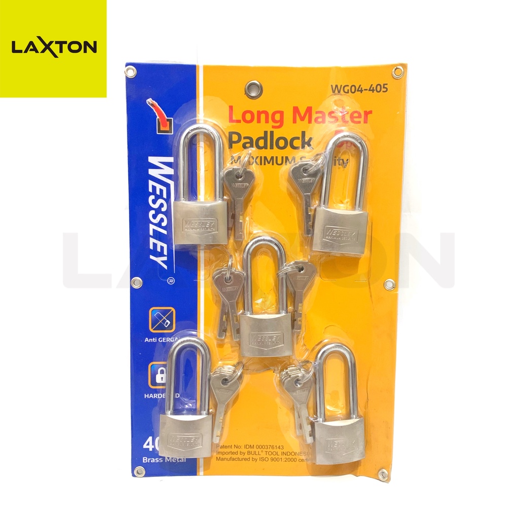 Wessley Gembok Set 5 pcs Pintu Master Anti Potong Leher Panjang WG04