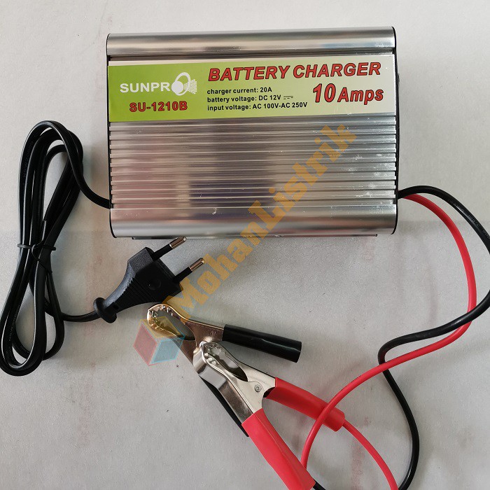 Pengecas Aki 12V 10 Ampere Sunpro Otomatis Cas Aki Motor Mobil