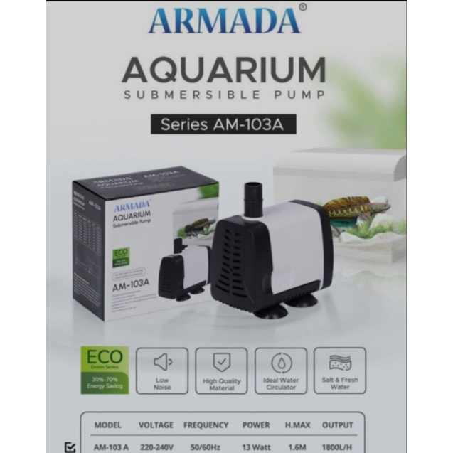 Pompa Air HIKARI HK-P103 2000L ARMADA AM-103 AQUAMAN WP 103 1900L Aquarium Kolam kecil Low watt