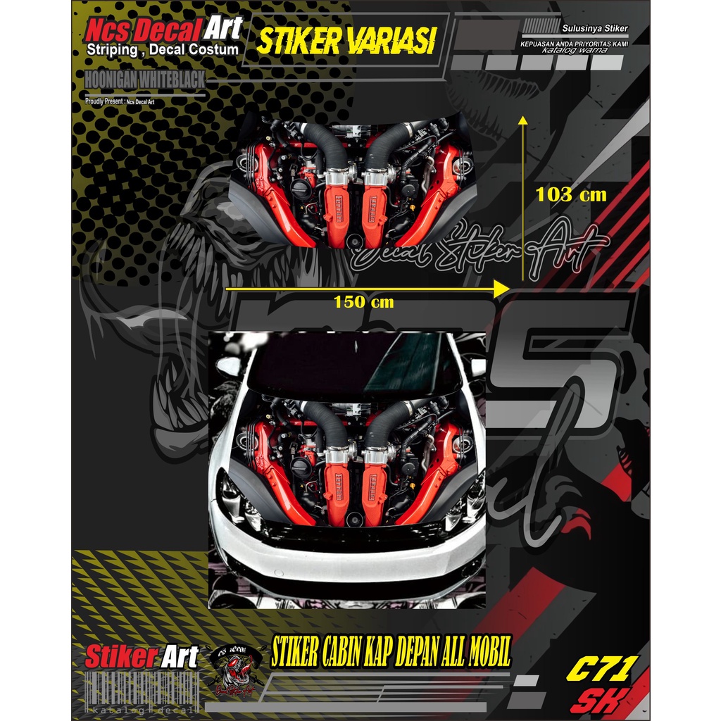 stiker stiker kap depan mobil bemper stiker kap depan mesin all mobil stiker print decal mobil