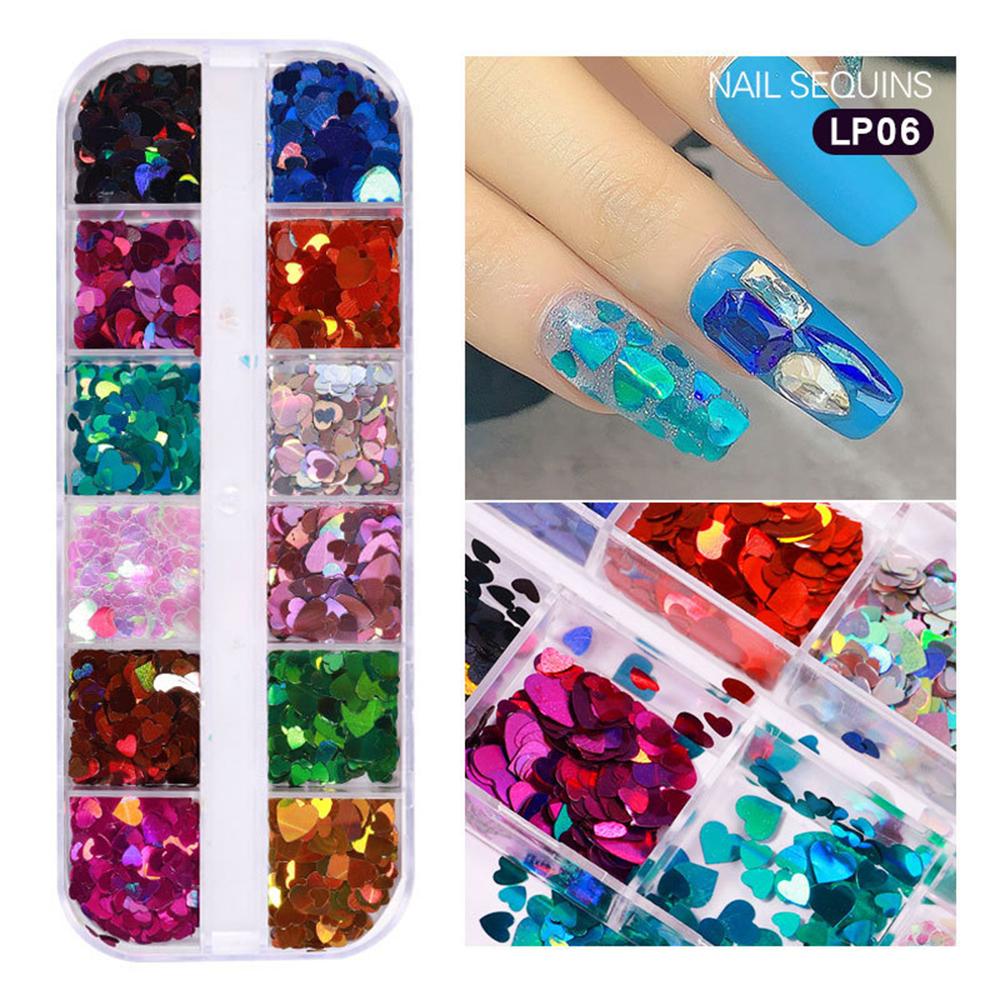 Lily Nail Sequin Hiasan Nail Art Kuku Serpihan Laser Desain Bulan Bintang Hati