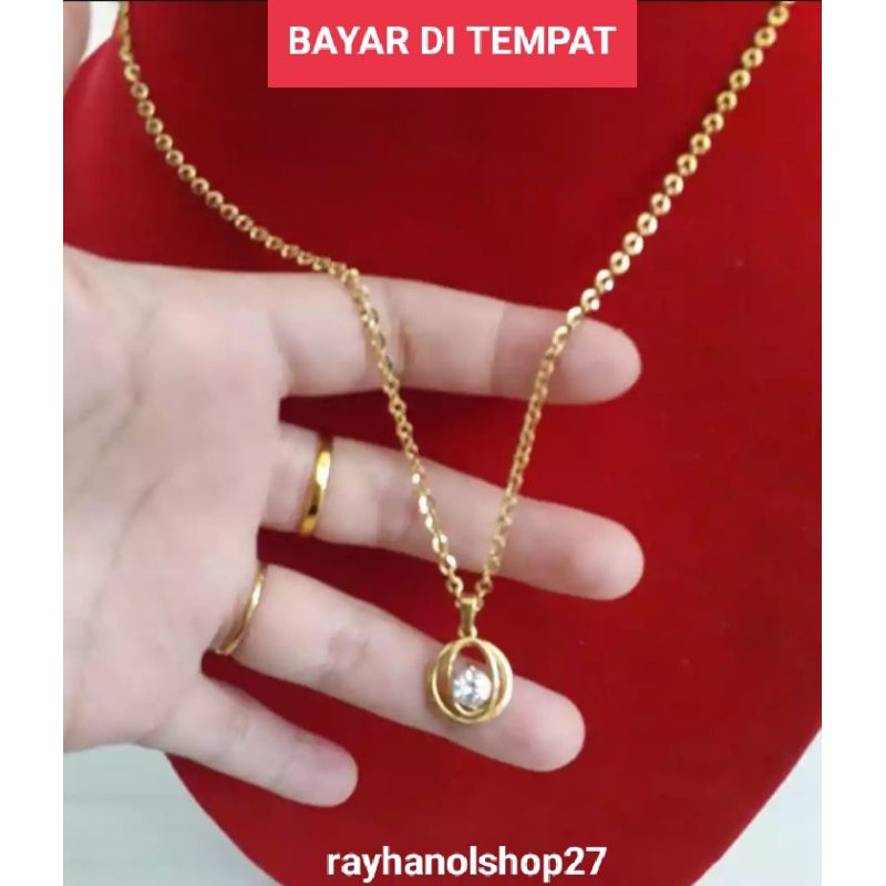 Perhiasan wanita Kalung titanium liontin bahan Lapis emas gold Anti karat