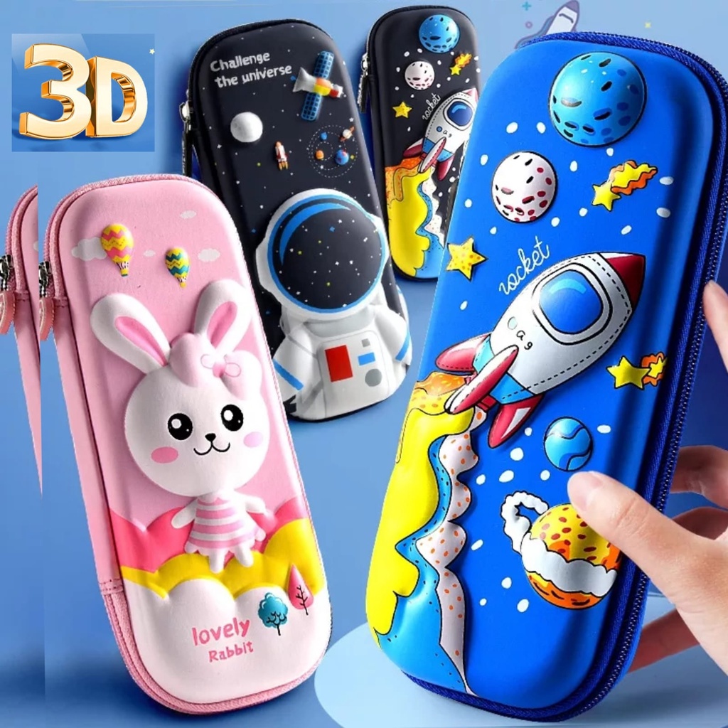 Kotak Pensil 3D Import Motif Lucu Untuk Anak Sekolah Tempat Pensil Motif Timbul  Resleting  Unicorn