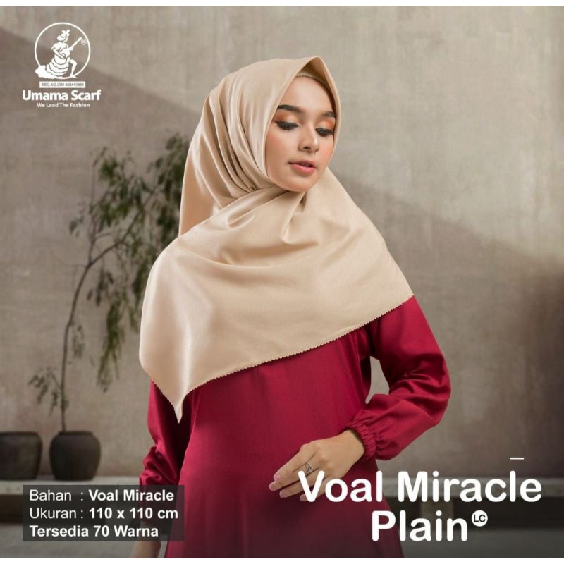 HIJAB SEGIEMPAT VOAL MIRACLE PLAIN UMAMA JILBAB DAILY KERUDUNG SEHARI HARI KANTORAN