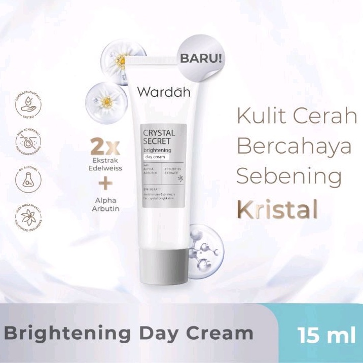 Wardah Crystal Secret Brightening Day Cream SPF 35 PA +++ Tube 15ml Krim Pagi Siang Pelembab Pemutih