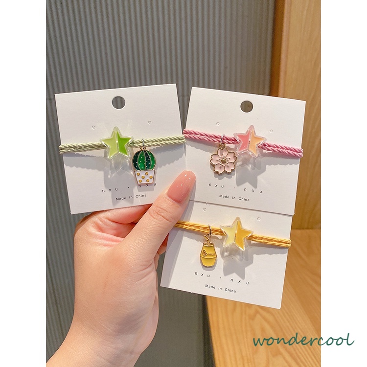 Bracelet Karet Gelang Kartun Lucu Kuning Bintang Bunga Pelangi Sakura Yakult Kaktus-Won
