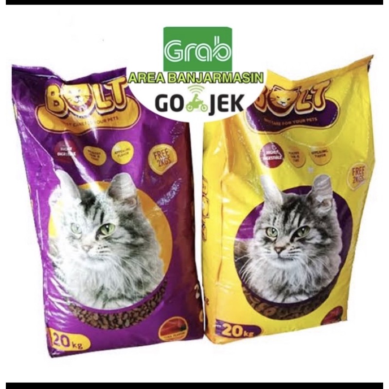 Bolt 20kg pakan kucing / pelet pur makanan kucing / cat food bolt ikan donat 20 kg